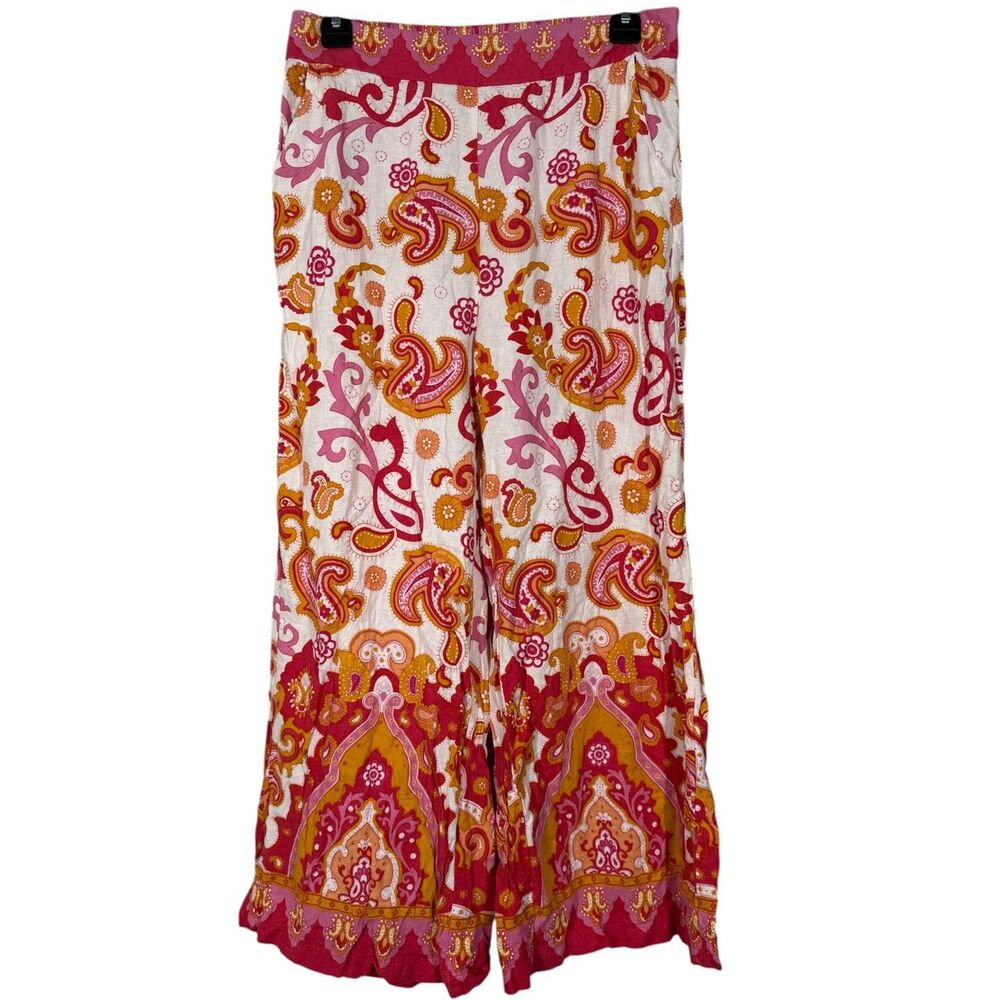 Haute Hippie Wide Leg Boho Pants Sz S Linen Blend Hippie Festival Beachy